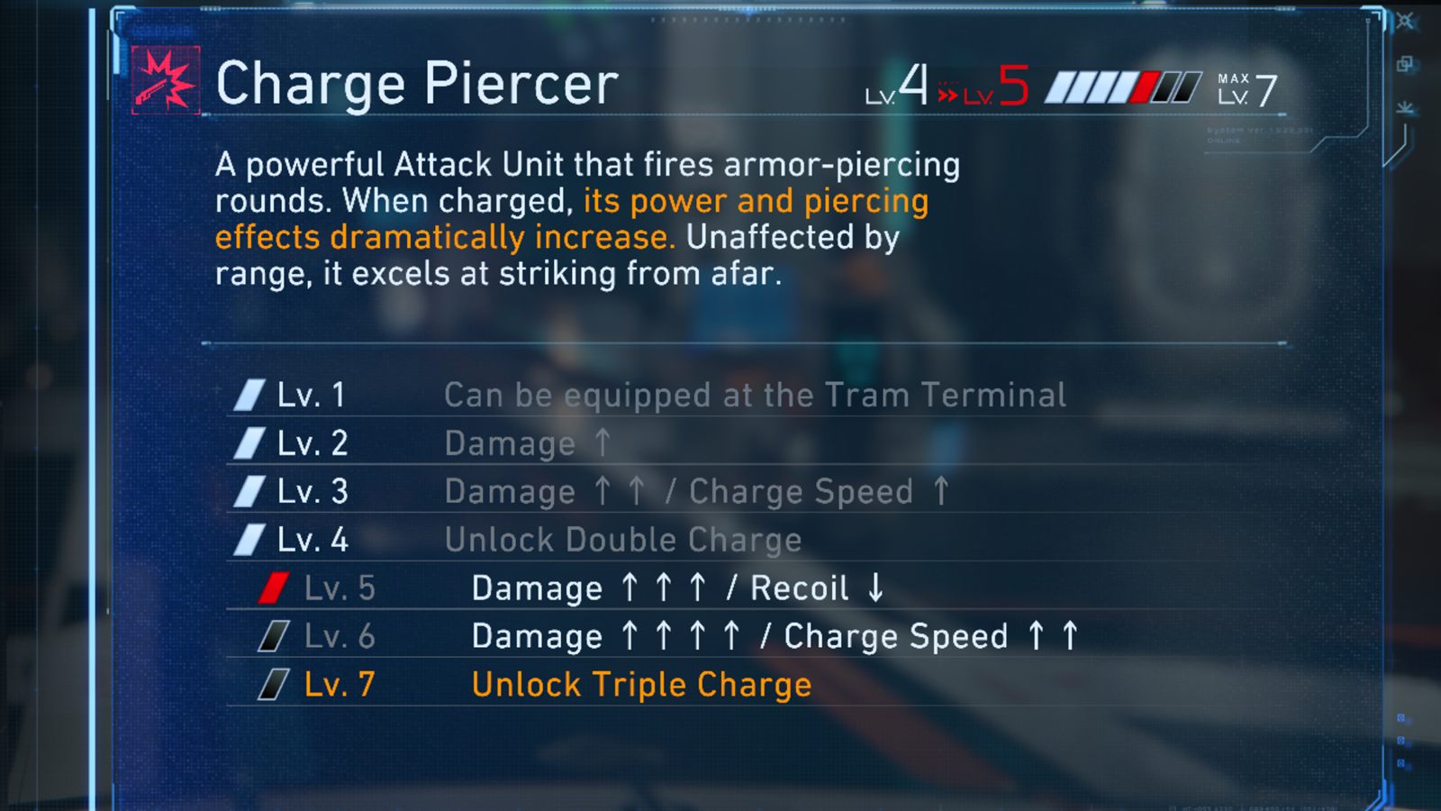 Charge Piercer weapon screenshot illustrating a high-burst boss build option in Pragmata