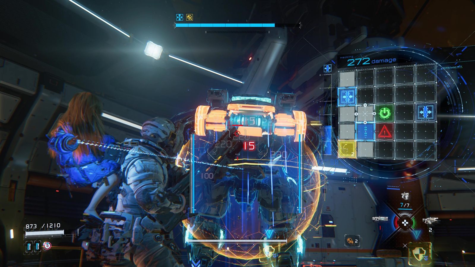 SectorGuard boss battle screenshot used as the hero image for the Pragmata boss builds page
