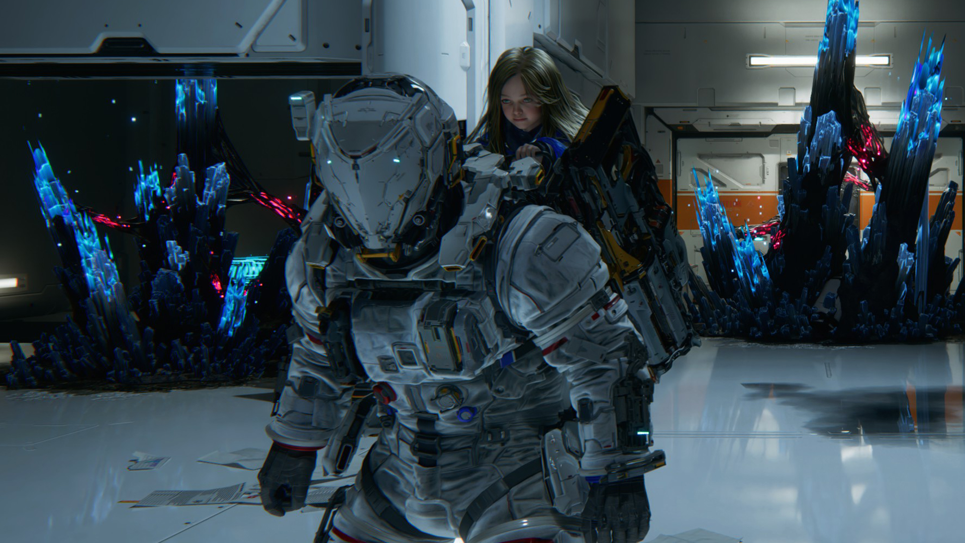 Pragmata PC screenshot used to compare raster rendering and standard ray tracing